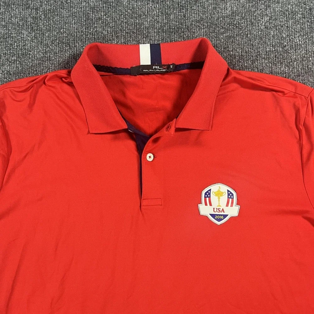 Ryder Cup USA Golf Polo Shirt Mens XL Red RLX‎ Ralph Lauren 2016 United States